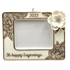 Hallmark Keepsake Ornament Happy Beginnings 2022 Porcelain Photo Frame Flower